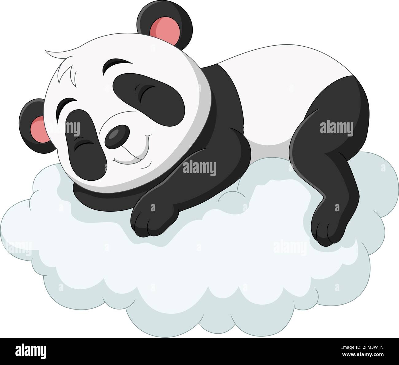 Panda bebé dibujos animados durmiendo en las nubes Imagen Vector de stock -  Alamy