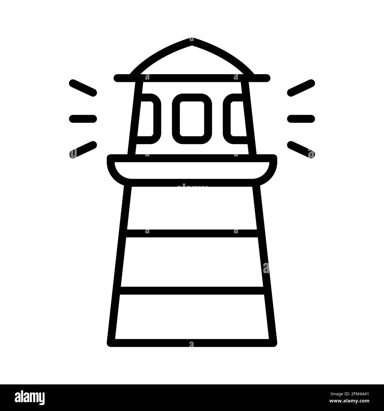 icono único de faro de torre con diseño vectorial de contorno ilustración Foto de stock