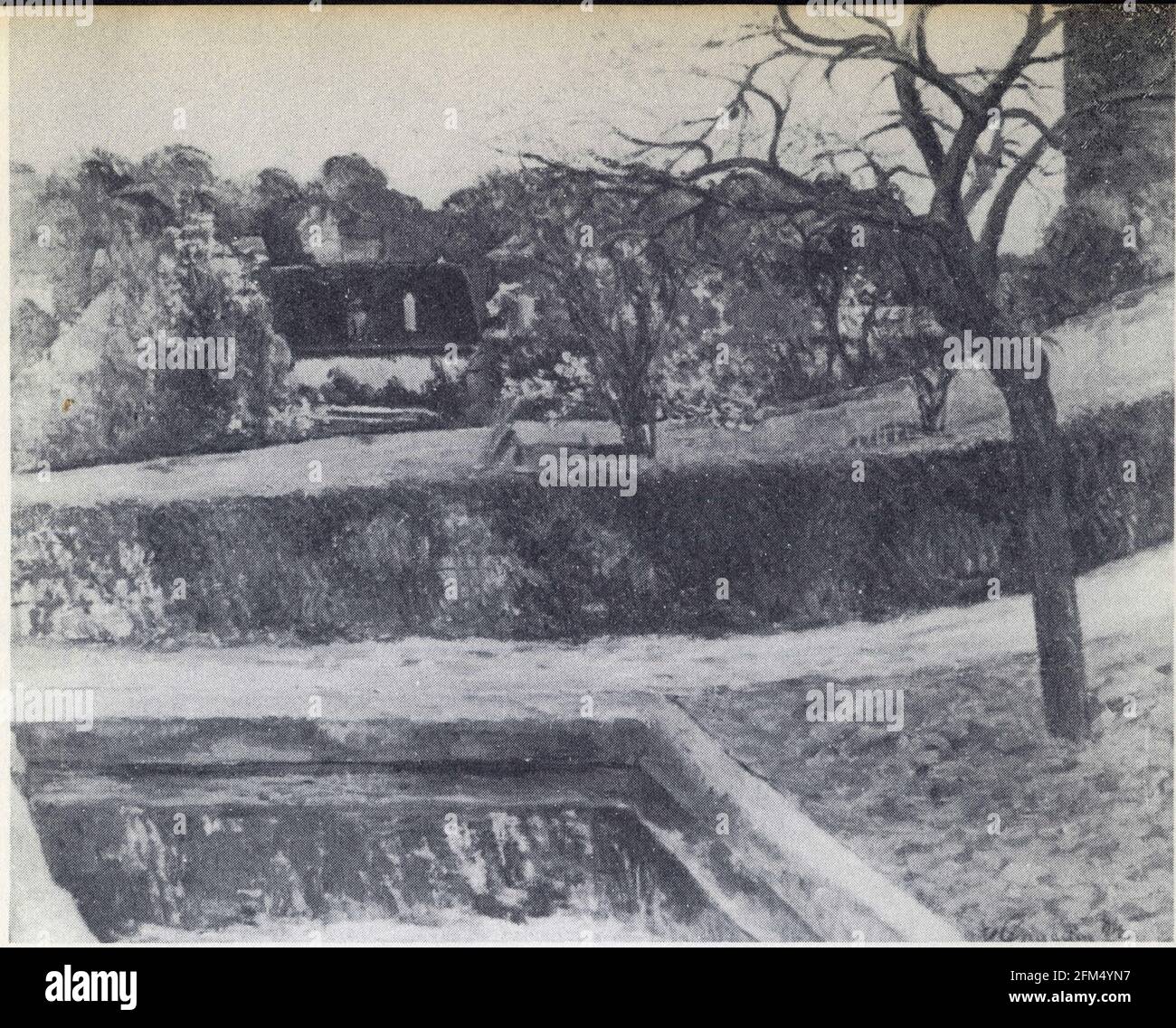 Paul Gauguin. Le bassin carré, 1884, toile Foto de stock