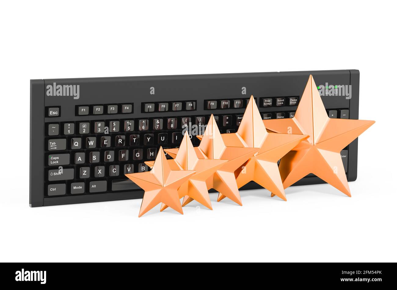 Clasificación del concepto de teclado de ordenador. Teclado de ordenador  inalámbrico con cinco estrellas doradas, 3D con reproducción aislada sobre  fondo blanco Fotografía de stock - Alamy