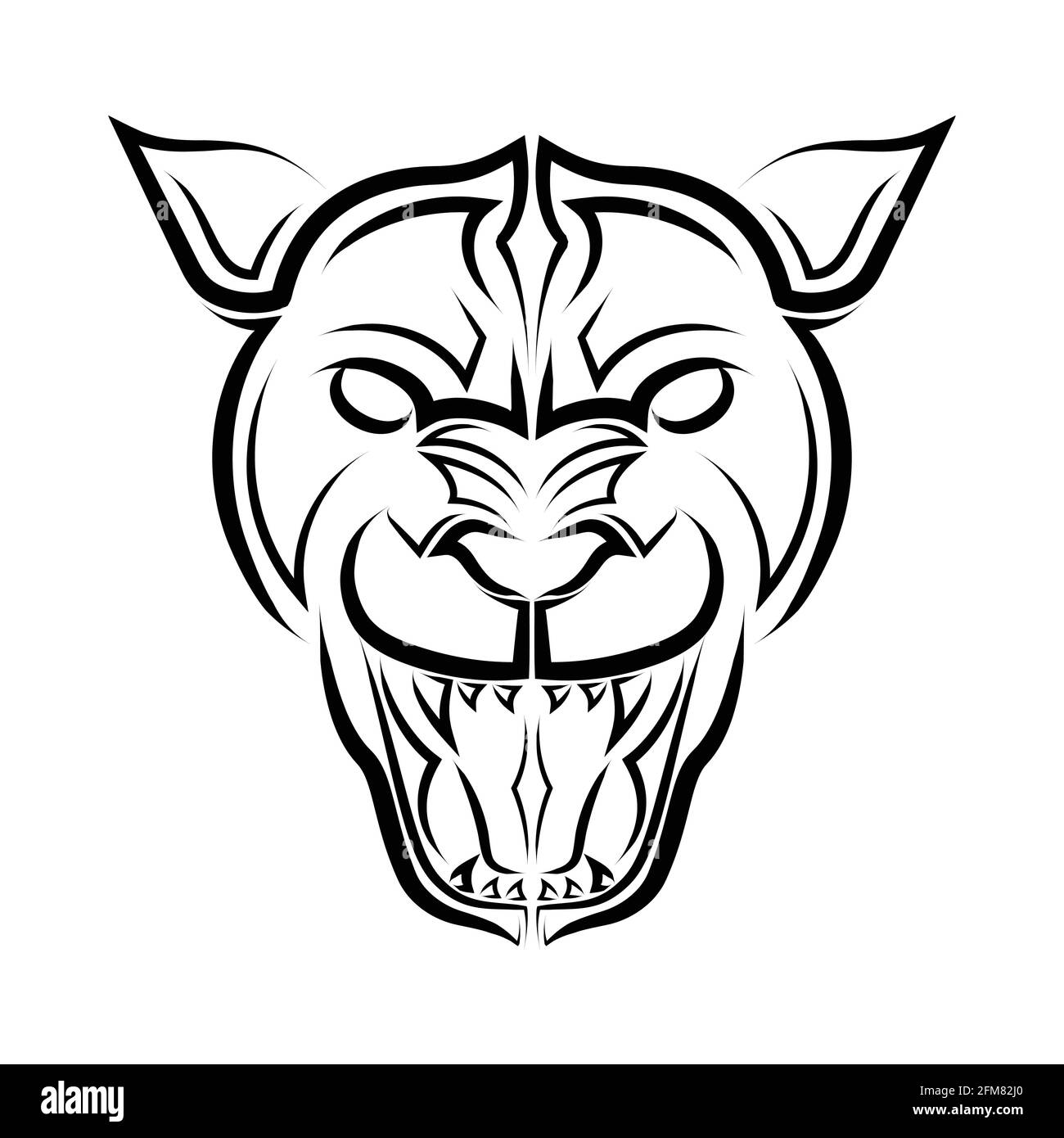 Línea de arte en blanco y negro de cabeza de puma. Buen uso para símbolo, mascota, icono, avatar, tatuaje, Diseño de camiseta, logotipo o cualquier diseño quieras Imagen Vector de -