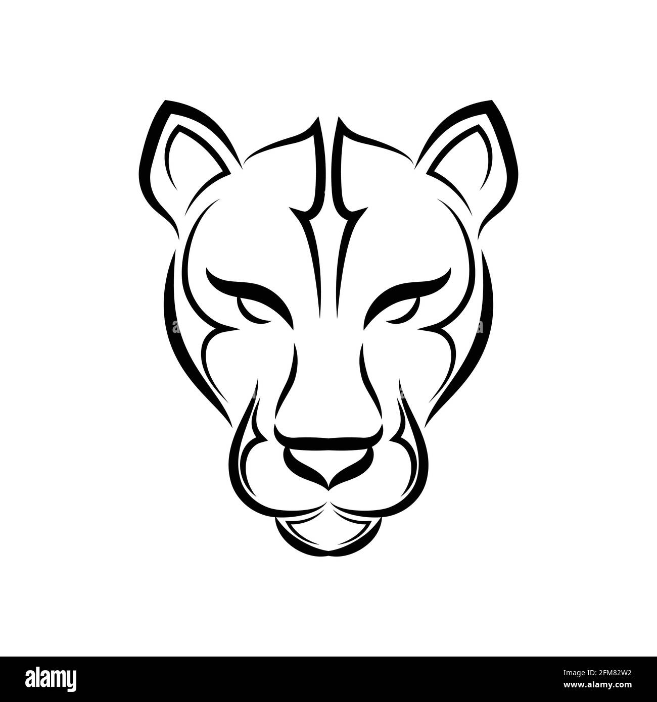 Línea de arte en blanco y negro de cabeza de puma. Buen uso para símbolo,  mascota, icono, avatar, tatuaje, Diseño de camiseta, logotipo o cualquier  diseño que quieras Imagen Vector de stock -