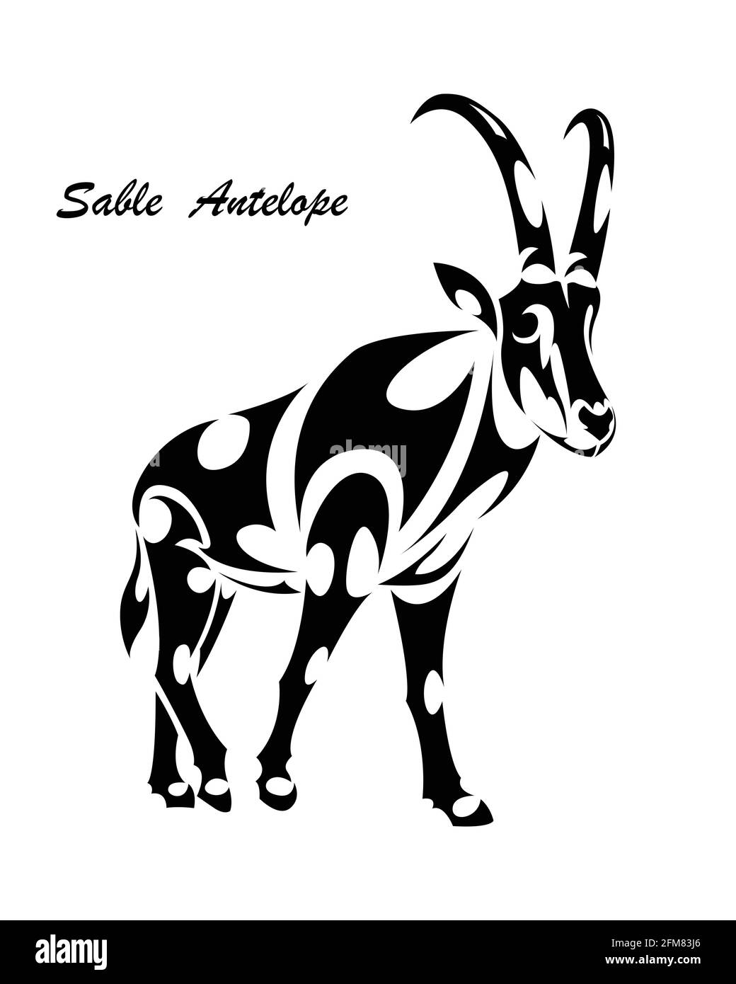 El vector de arte lineal del antílope sable está caminando. Adecuado para su uso como decoración o logotipo. Ilustración del Vector