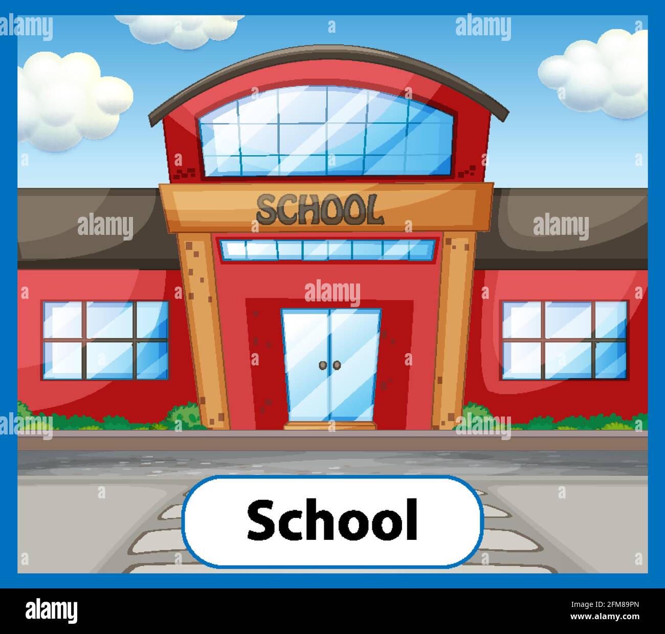 Ilustración de la escuela en inglés educativo Imagen Vector de stock