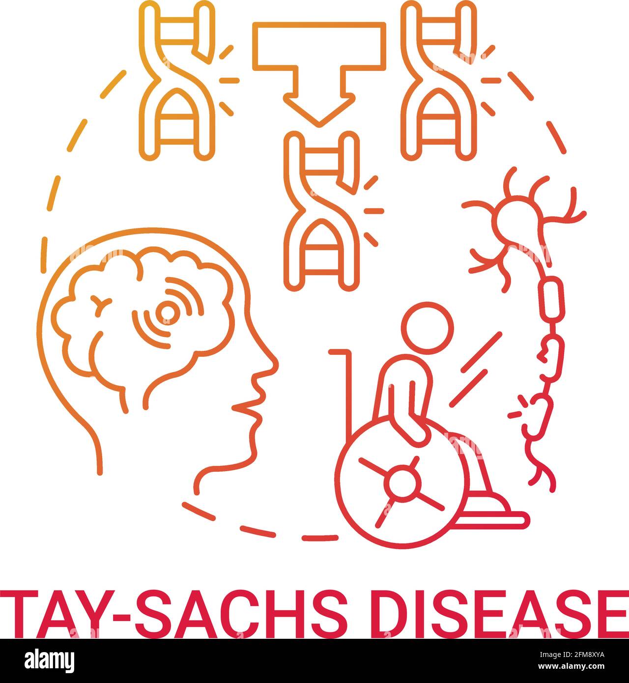Icono del concepto de gradiente rojo de la enfermedad de Tay sachs Ilustración del Vector