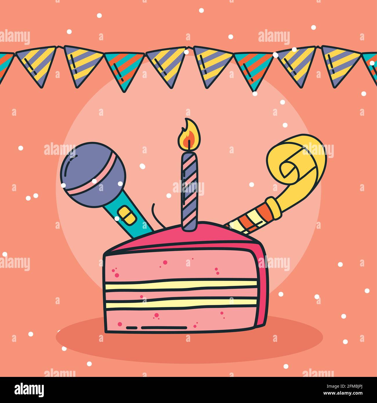 feliz pastel de cumpleaños con vela y pancarta Imagen Vector de stock -  Alamy