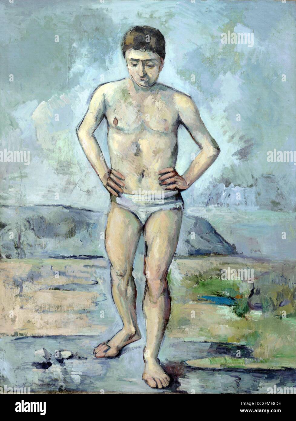 Paul Cézanne. (Francés, 1839-1906). El Bather. c. 1885. Óleo sobre lienzo. Foto de stock