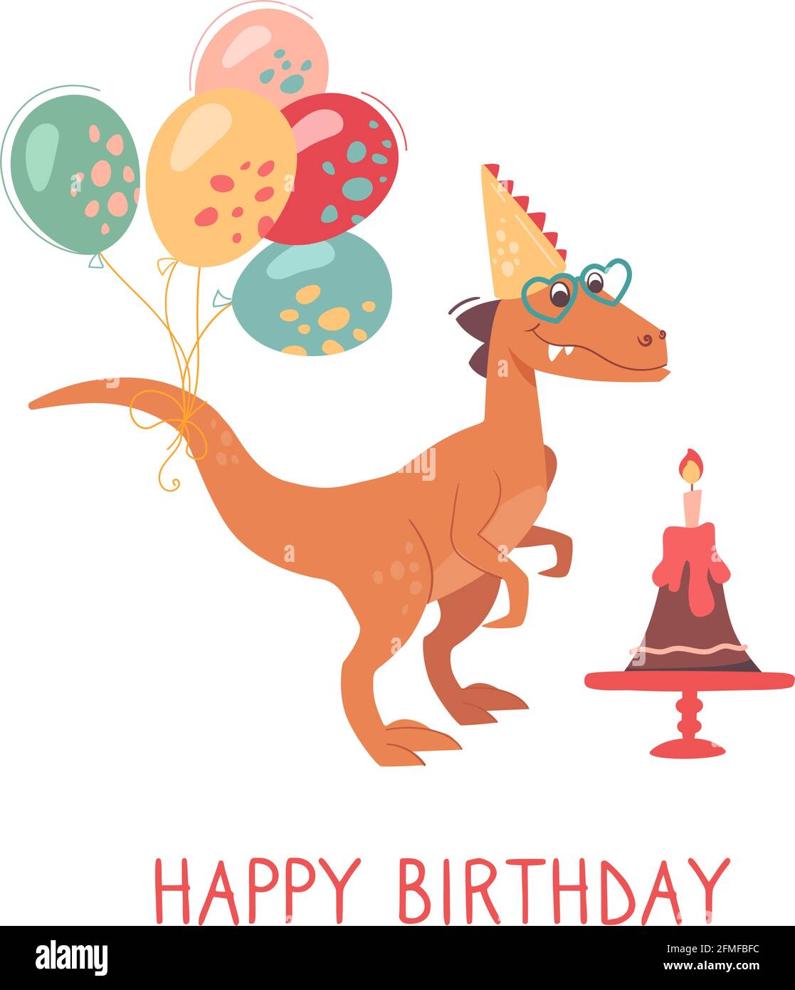 plantilla de vector de invitación de fiesta de cumpleaños de dinosaurio.  Afiche de celebración de cumpleaños