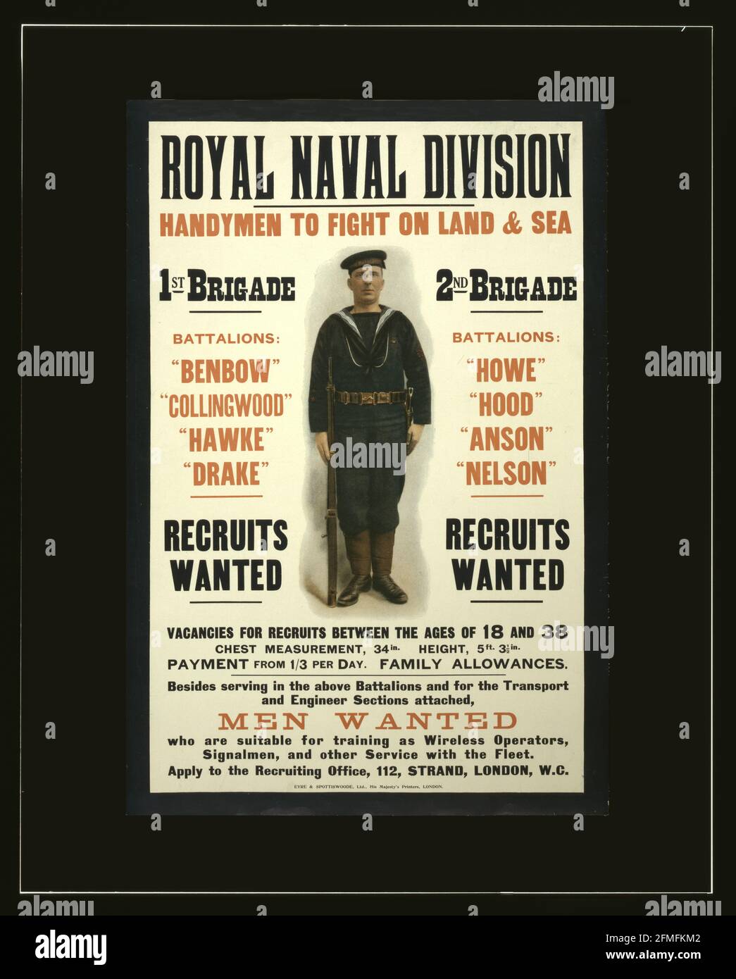 Póster de reclutamiento de la División Naval Real Foto de stock