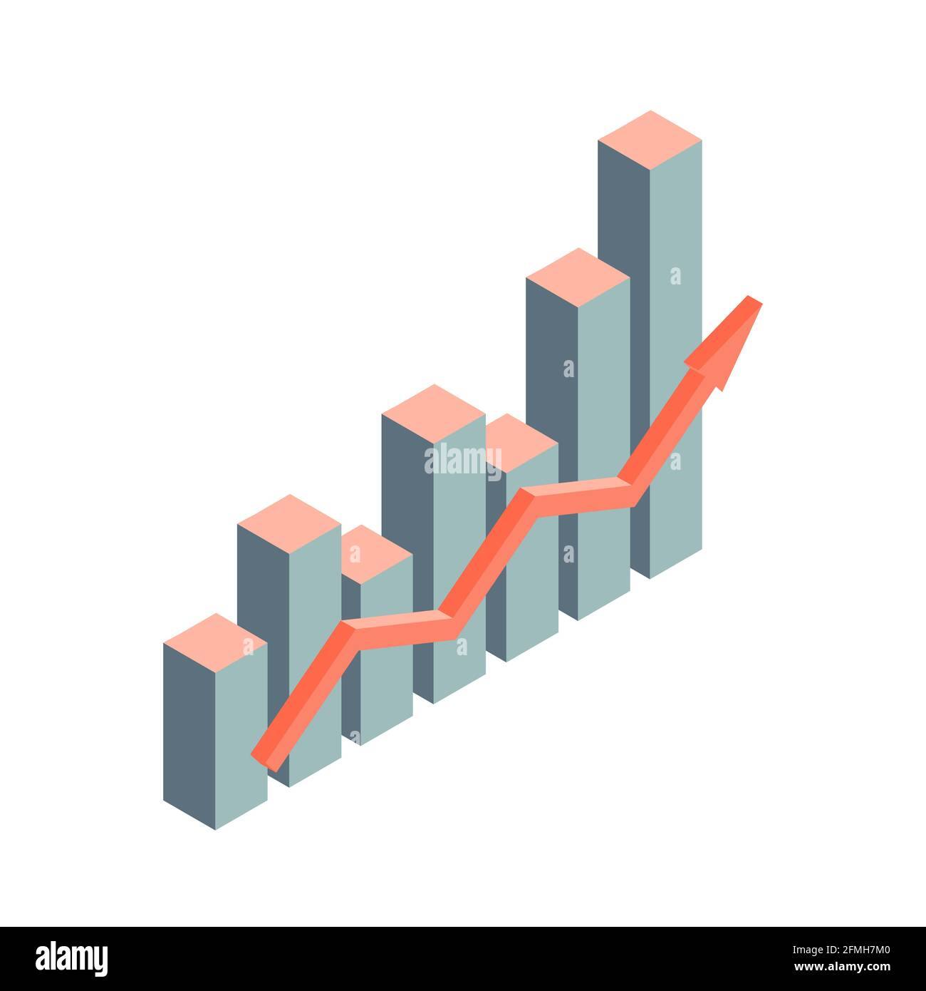 Gráfico de crecimiento financiero y progreso con una flecha. Estilo