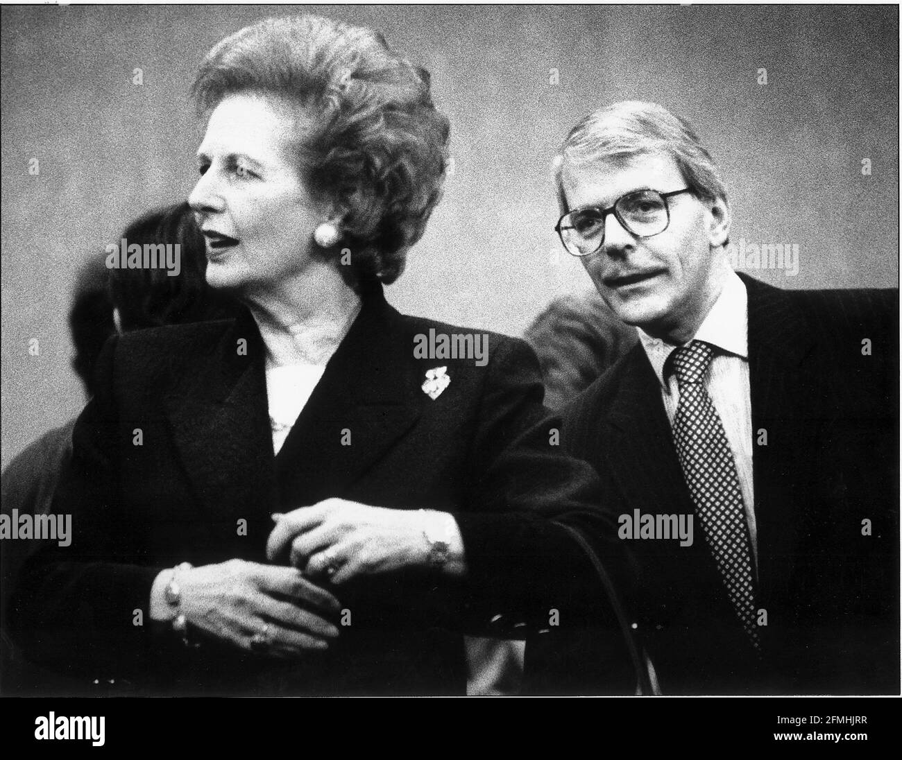 Conferencia del Partido Conservador Octubre 1992 Mayor detrás de Thatcher ambos frente a la izquierda, Foto de stock