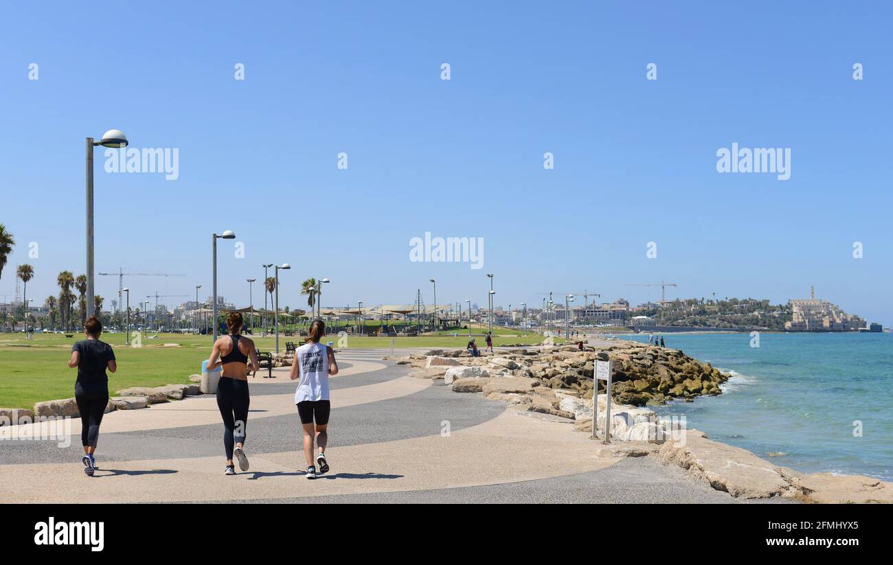 El paseo marítimo en Tel Aviv, Israel. Foto de stock
