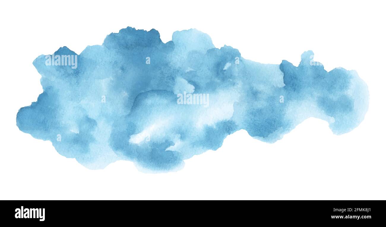 Forma de mancha de acuarela azul abstracta. Elemento aislado de nube por  acuarela pintado a mano Imagen Vector de stock - Alamy