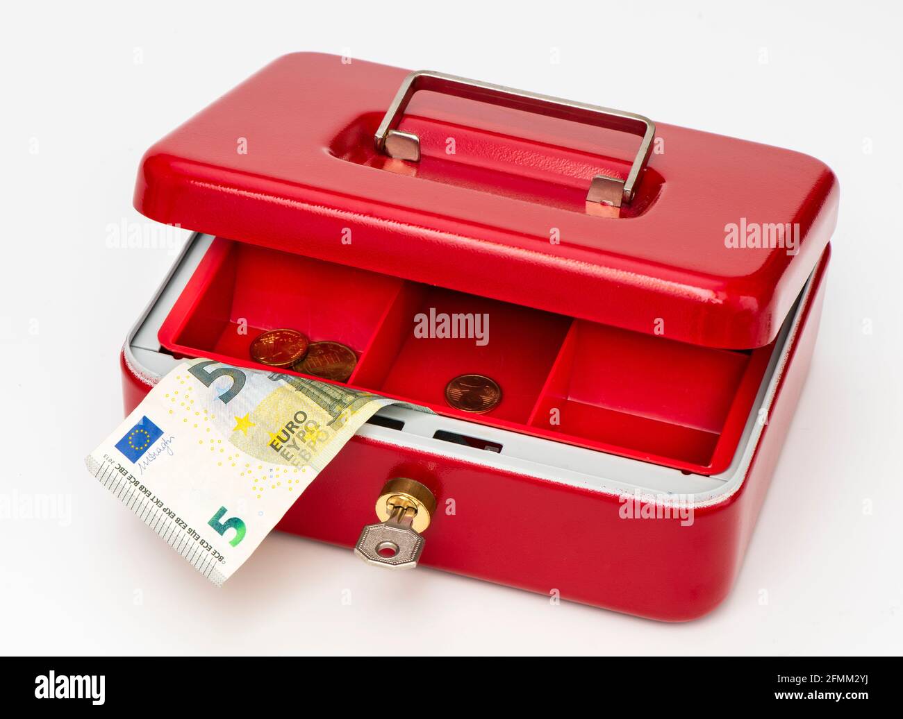 Geldkassette mit wenig Bargeld Foto de stock