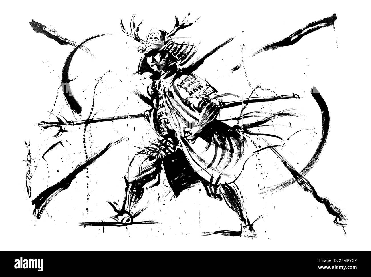 Dibujo samurai Imágenes de stock en blanco y negro - Alamy