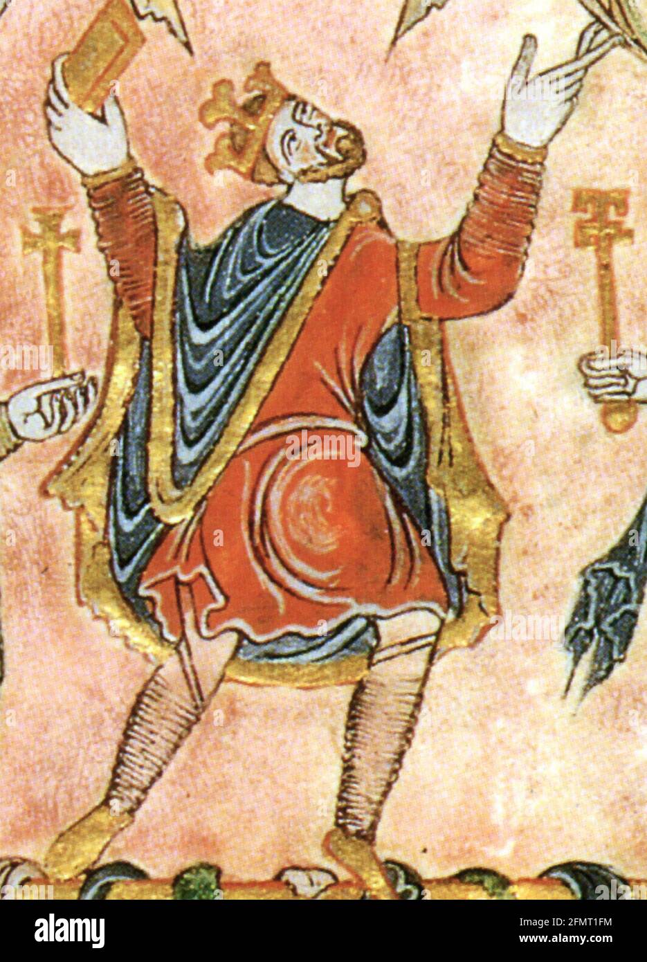 REY EDGAR EL PACÍFICO (C 943-975) Rey inglés como se muestra en la Carta de la Nueva Catedral en 966 Foto de stock