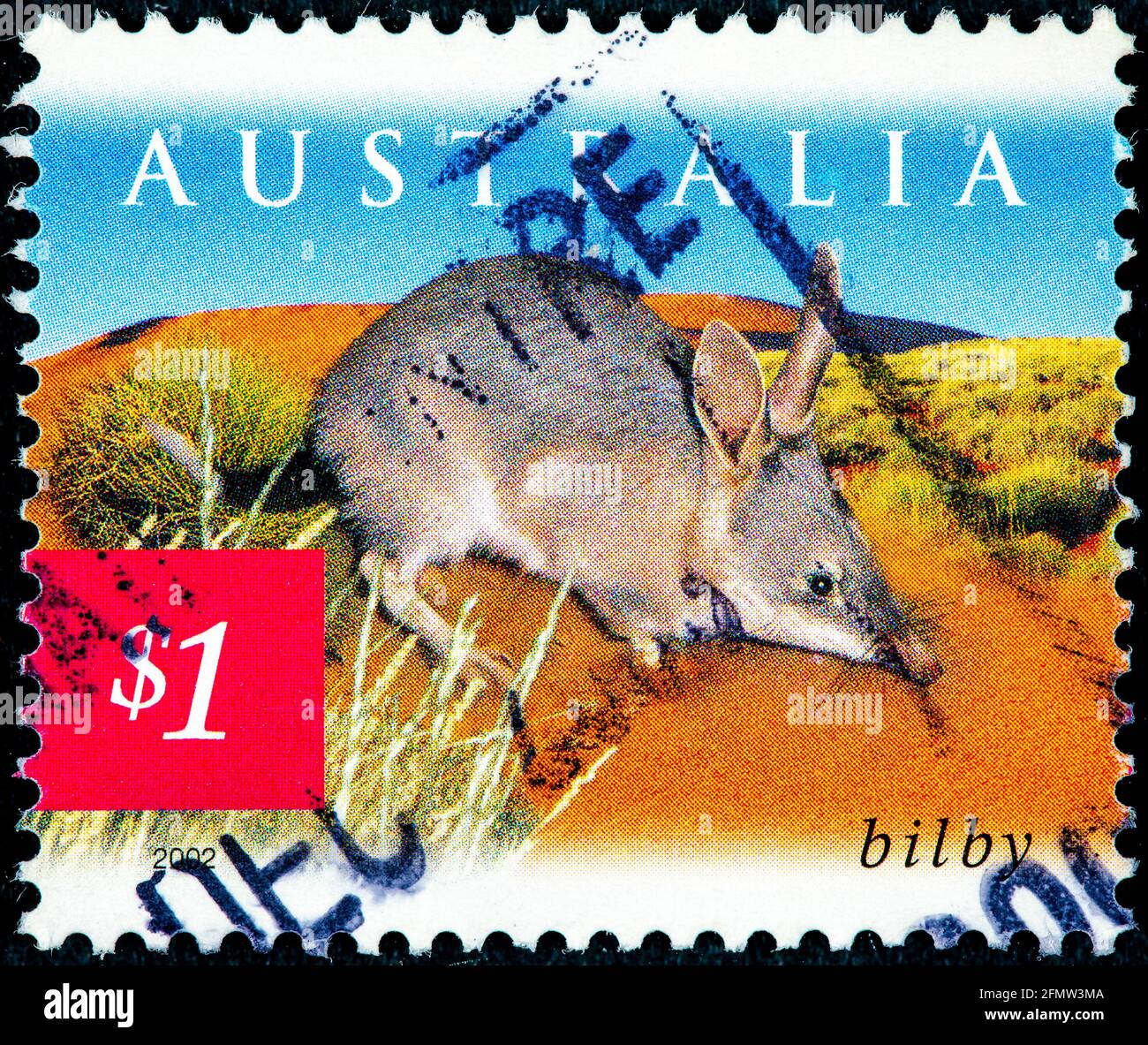 AUSTRALIA - ALREDEDOR de 2002: Un sello impreso en Australia muestra a Greater Bilby, alrededor de 2002 Foto de stock