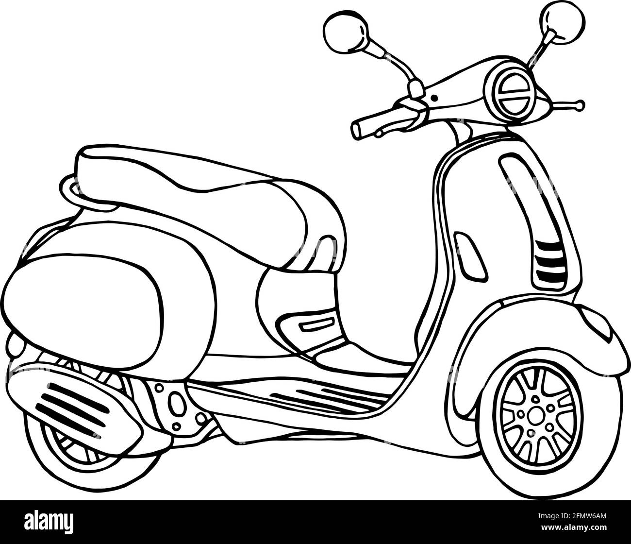 Ilustración de estilo de tallarines de Scooter Vintage en formato  vectorial. Boceto dibujado a mano con scooter retro. Motocicleta antigua  Imagen Vector de stock - Alamy