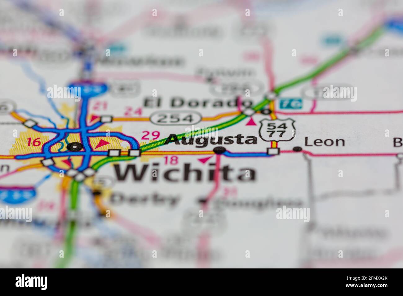 Augusta Kansas USA se muestra en un mapa geográfico o carretera Mapa