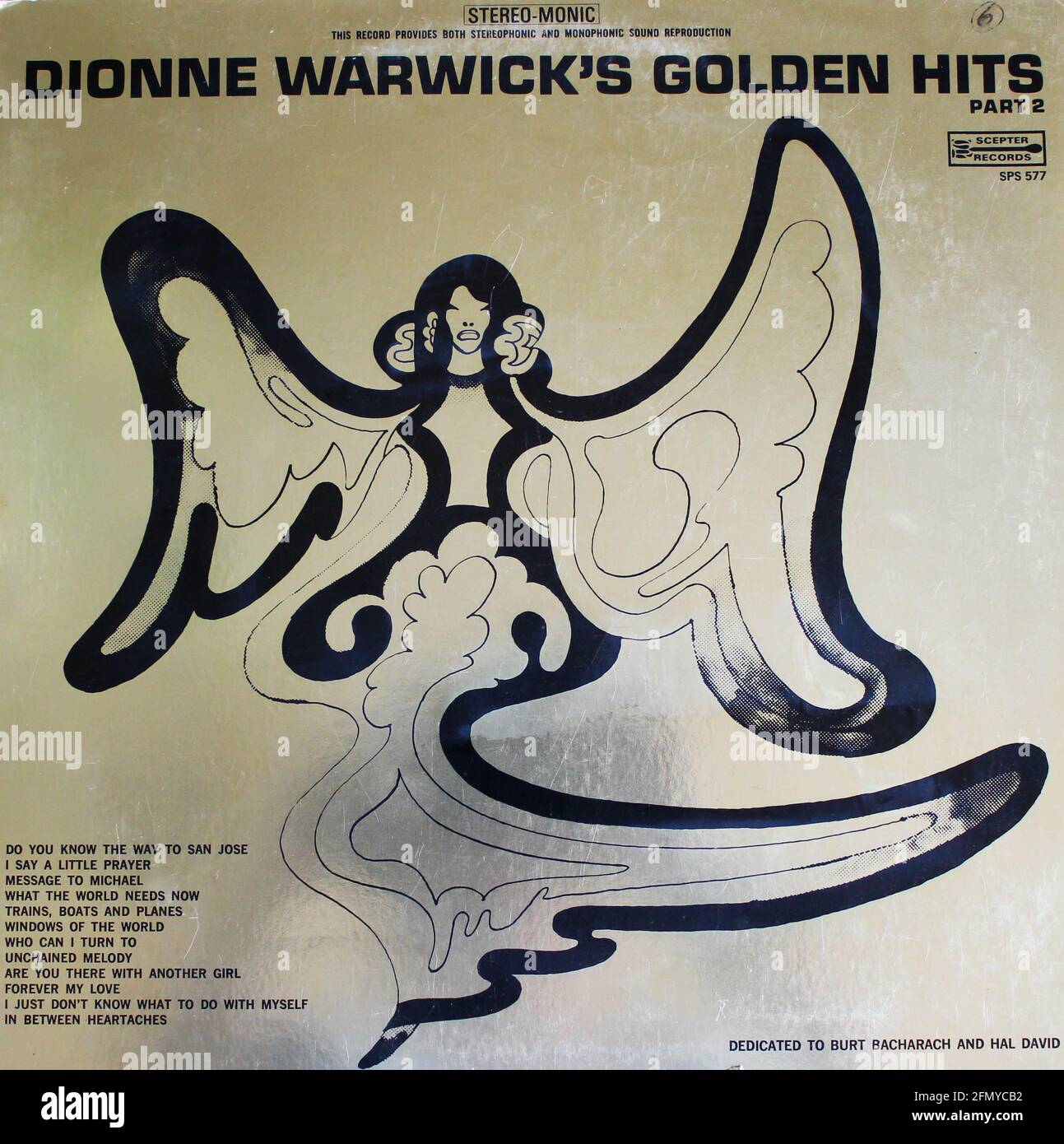 Funk y soul artista, Dionne Warwick álbum de música en disco de vinilo LP. Título: Dionne Warwick's Golden Hits Part 2 álbum de portada Foto de stock