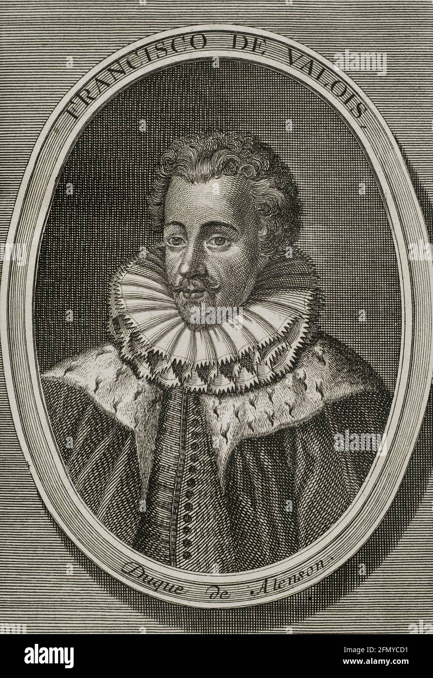 Francisco de Anjou (1554-1584). Príncipe francés. Duque de Anjou y Alençon. Grabado. Guerras de Flandes. Edición publicada en Amberes, 1748. Foto de stock