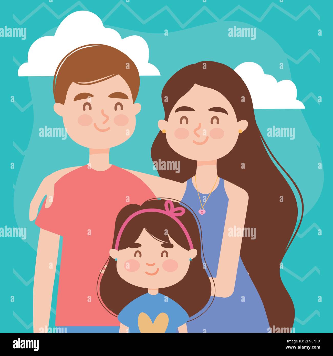 Dibujos animados madre padre e hija Imagen Vector de stock - Alamy