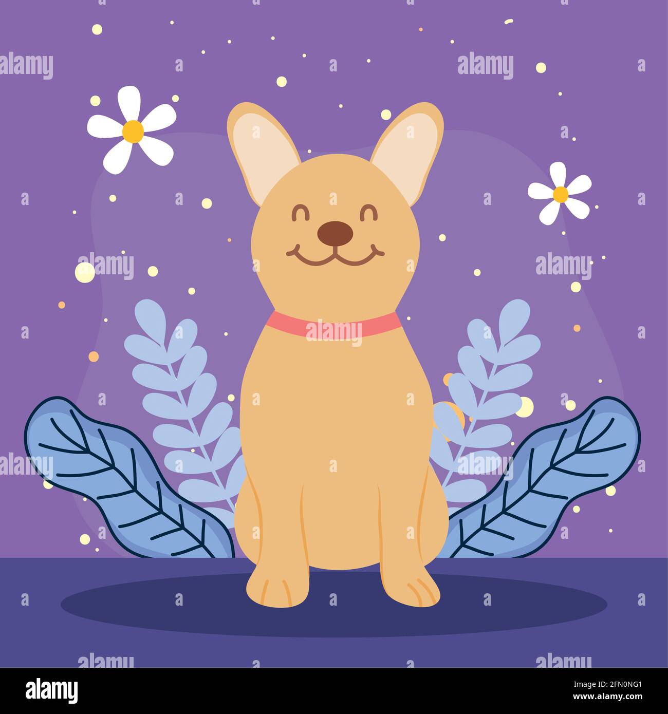 mascota de dibujos animados de perro sobre fondo morado Imagen Vector de  stock - Alamy