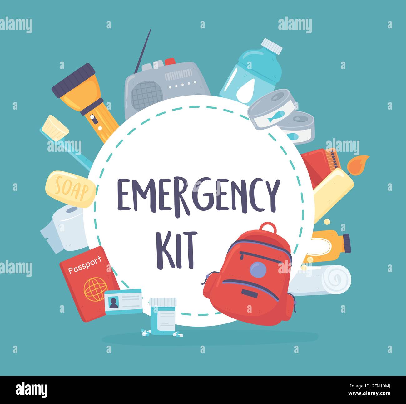 kit de emergencia esencial Ilustración del Vector