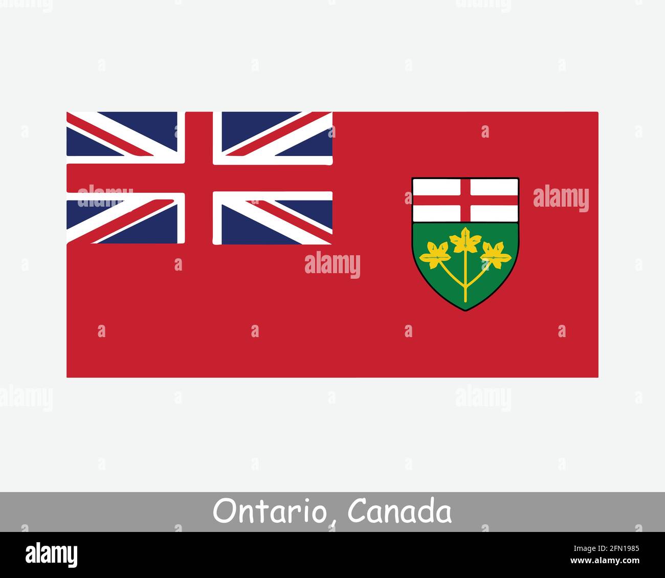Bandera de Canadá de Ontario. Banner de la provincia canadiense. Indicador DE ACTIVADO, CA. Ilustración de vectores EPS. Ilustración del Vector