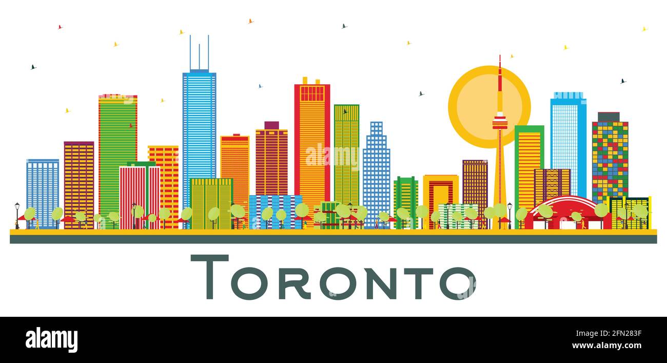 Toronto Canada City Skyline con edificios en color aislados sobre blanco. Ilustración vectorial. Concepto de viajes de negocios y turismo. Ilustración del Vector
