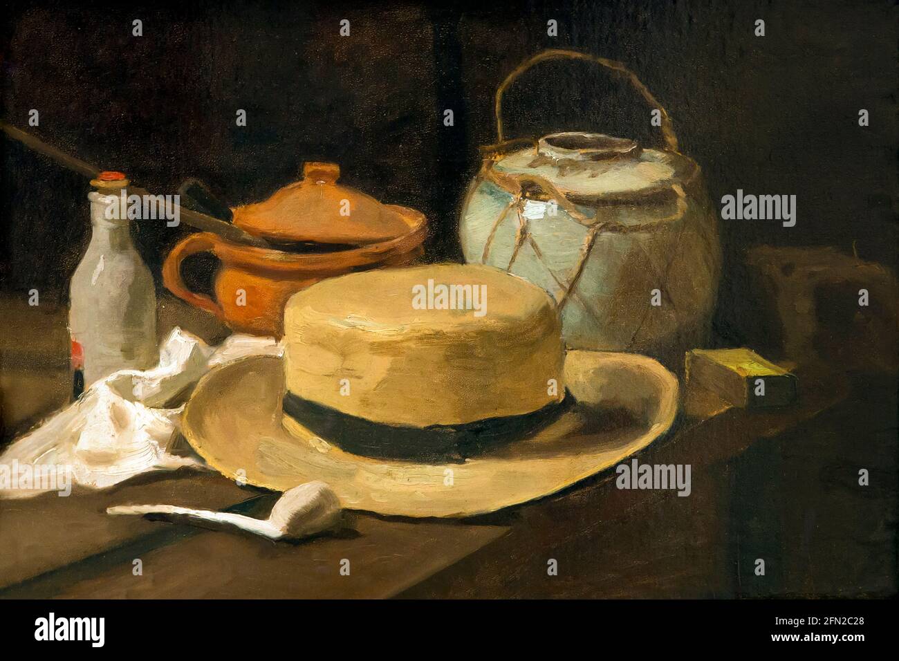 Still Life with Straw Hat, Vincent van Gogh, 1881, Museo Kroller-Muller, Parque Nacional Hoge Veluwe, Otterlo, Países Bajos, Europa Foto de stock