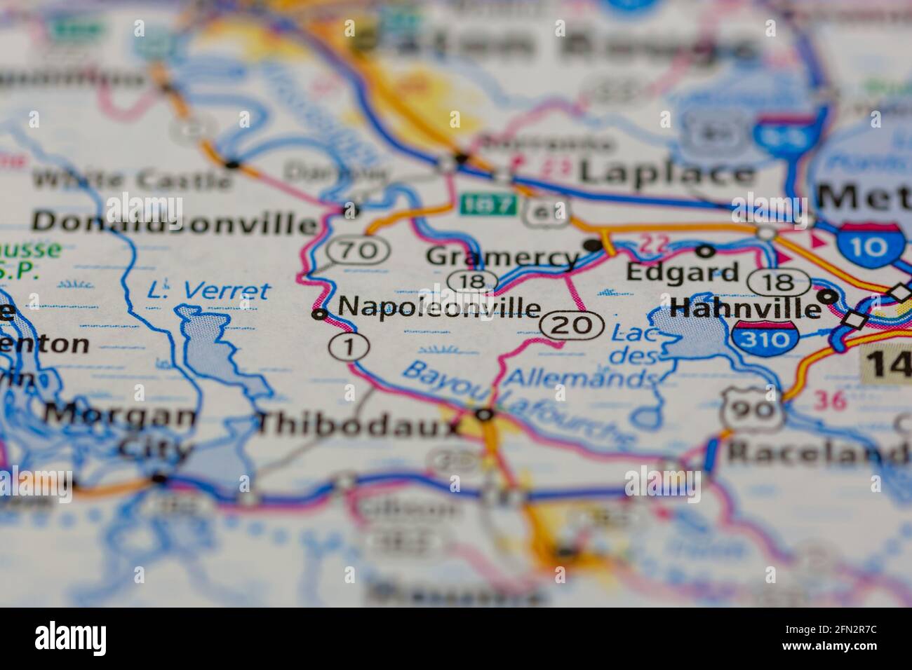 Napoleonville Louisiana USA aparece en un mapa geográfico o en una carretera mapa Fotografía de