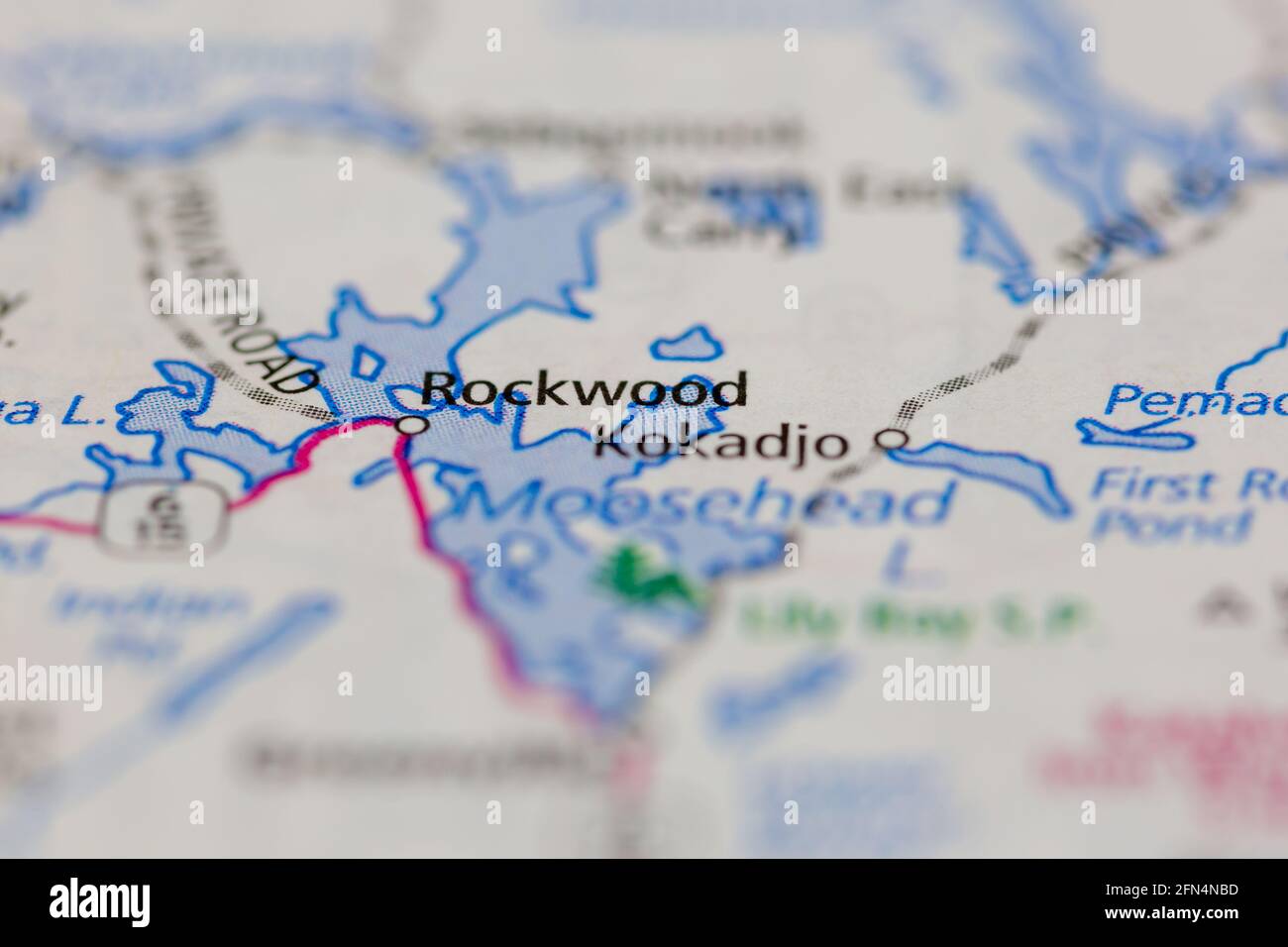 Rockwood Maine USA se muestra en un mapa geográfico o en una carretera