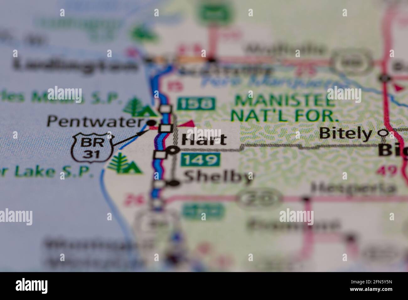 Hart Michigan USA se muestra en un mapa geográfico o en una carretera