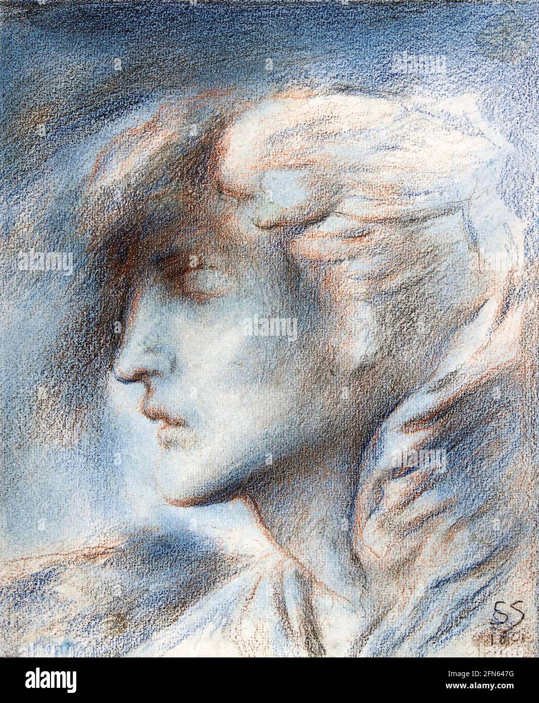 Simeón Salomón. Dibujo titulado 'Dawn (Head of Hypnos)' del artista inglés  Simeon Solomon (1840 -1905), tiza sobre papel, 1870 Fotografía de stock -  Alamy