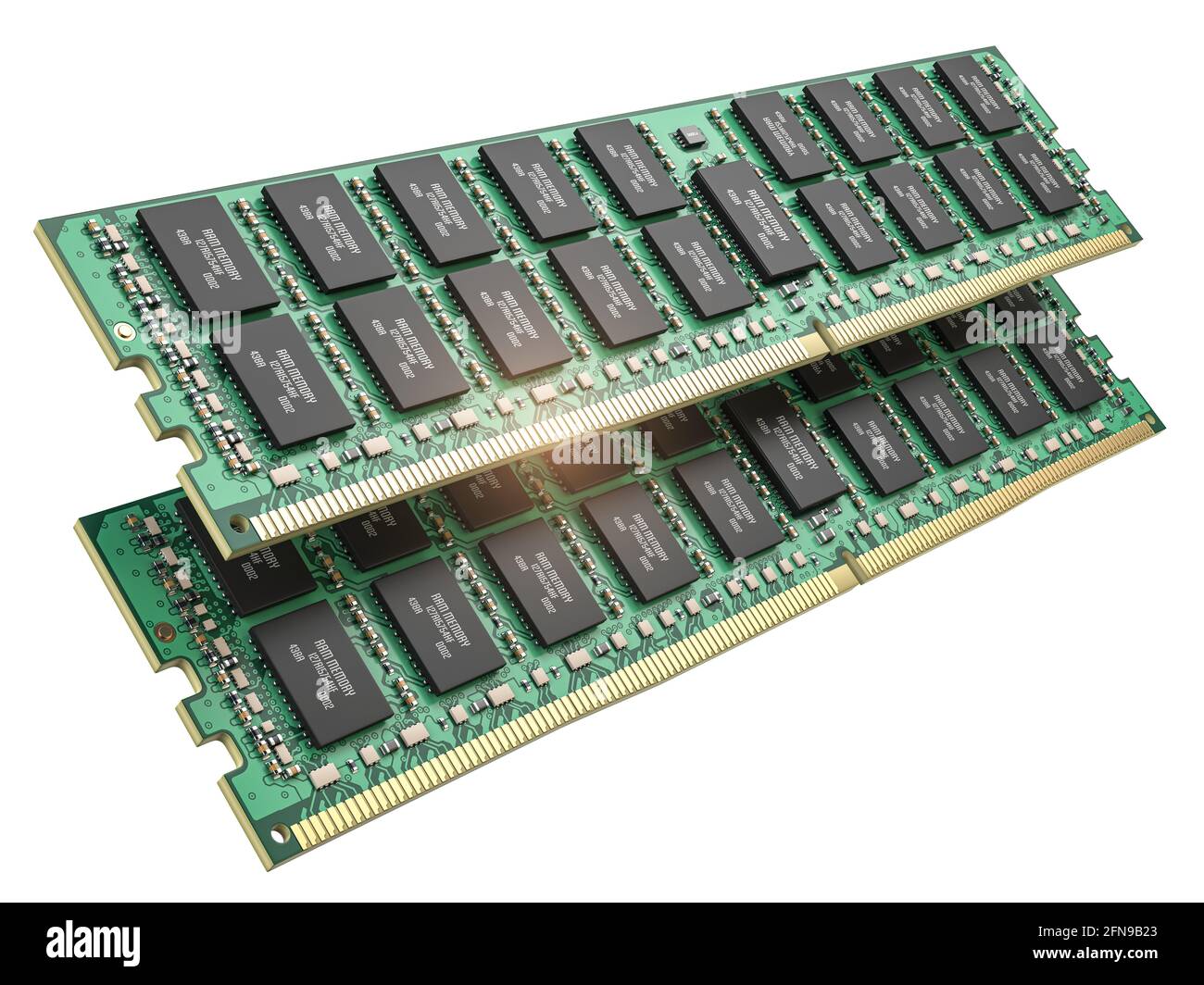 Módulos de memoria de ordenador RAM DDR aislados en blanco. ilustración 3d  Fotografía de stock - Alamy