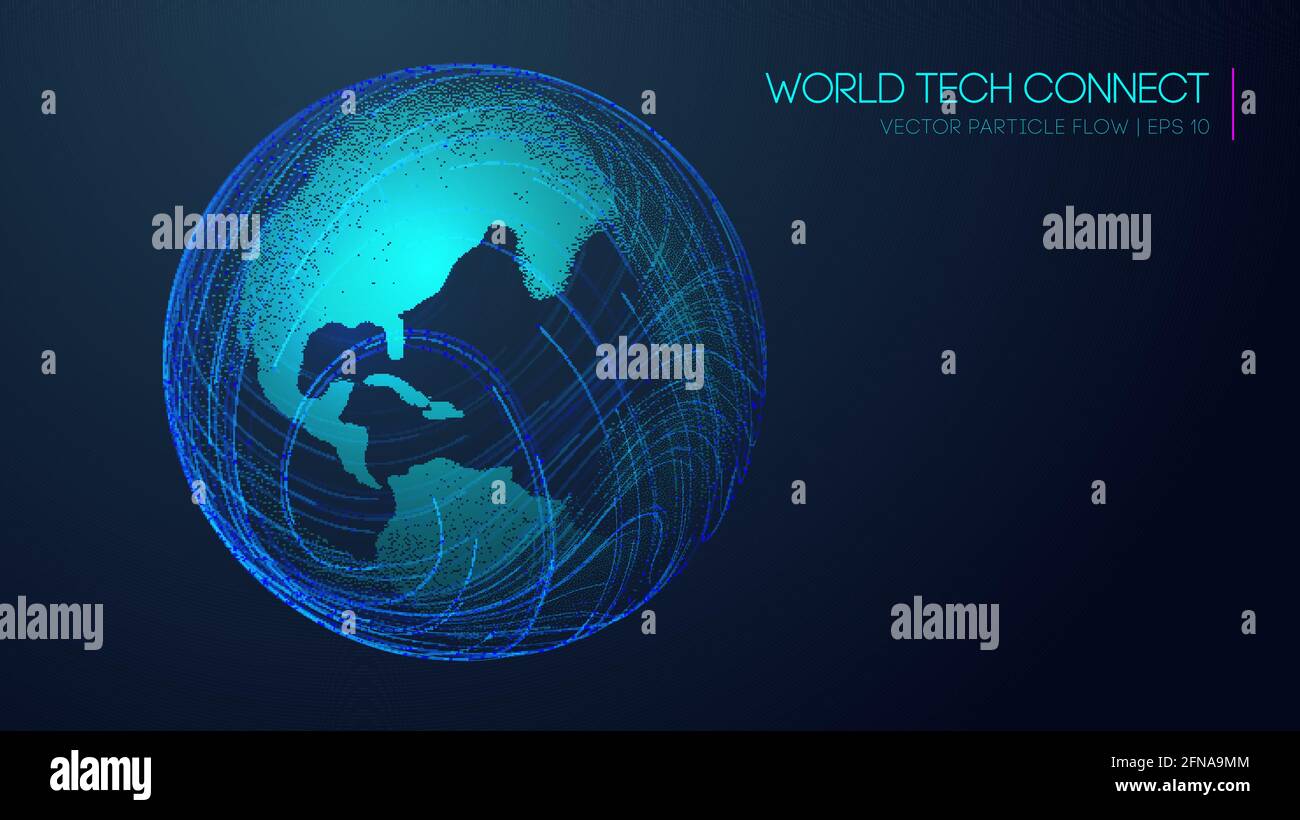 Red de Internet y ciencia, tecnología de fondo vector. La tecnología mundial conecta el globo terráqueo. Ilustración del Vector