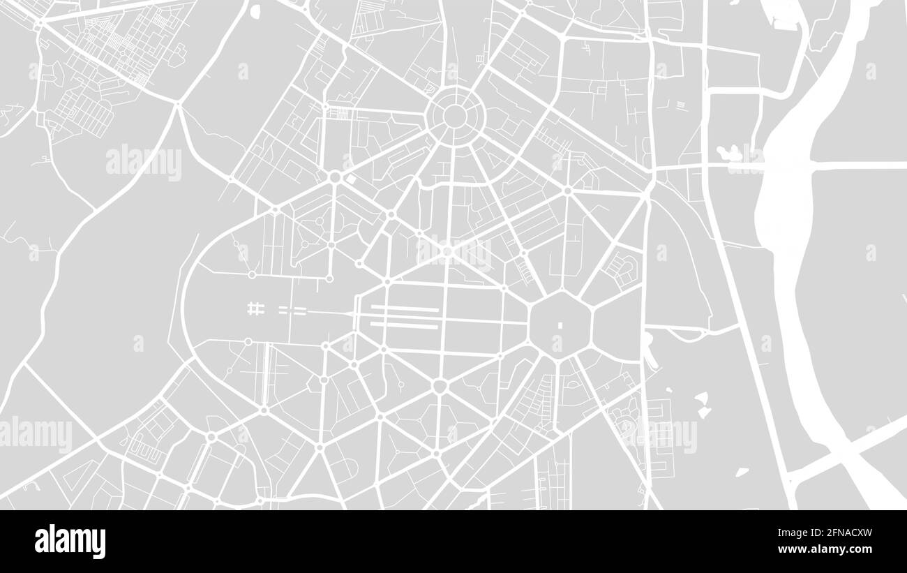 Mapa de fondo vectorial del área de Delhi gris y blanco, calles e ilustración cartográfica del agua. streetmap de formato panorámico y diseño plano digital Ilustración del Vector