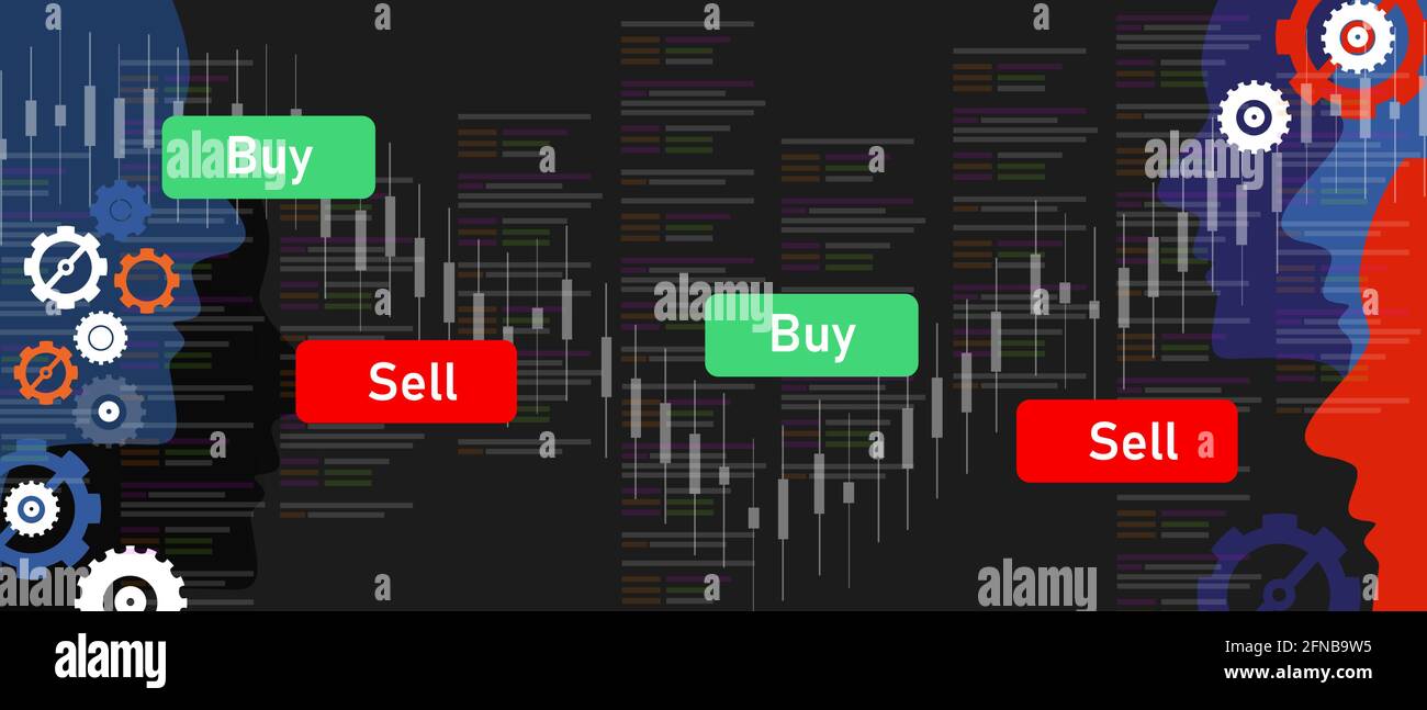 comercio algorítmico robot de transacciones de automatización de comercio  de software de mercado financiero comprar y vender aplicaciones en línea en  stock Imagen Vector de stock - Alamy