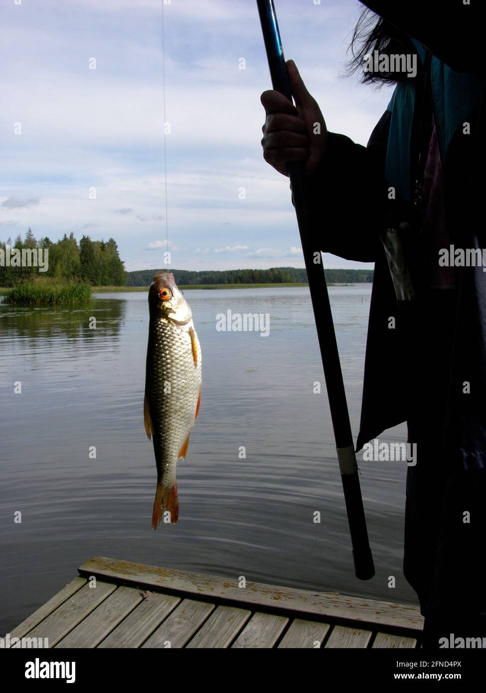 Pescador pescando caña de pescado y línea Fotografía de stock - Alamy