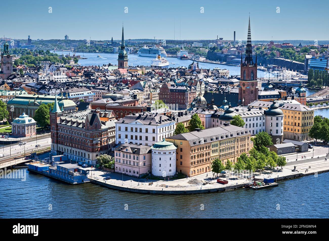 Vista aérea del casco antiguo de Estocolmo. Isla Riddarholmen. SUECIA Foto de stock