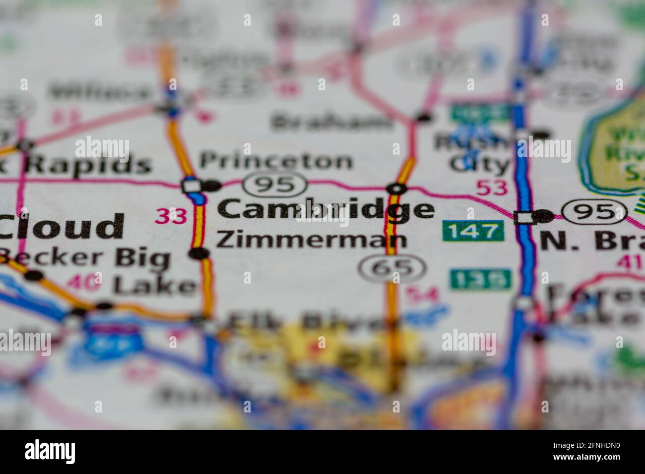 Cambridge, minnesota en un mapa fotografías e imágenes de alta