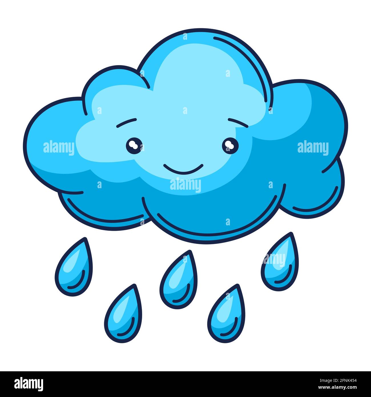 Ilustración de cute nube kawaii con lluvia. Divertida ilustración de  temporada para niños Imagen Vector de stock - Alamy