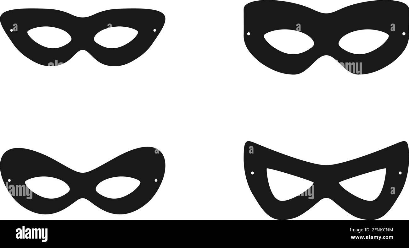 Plantilla de máscara de super héroe o máscara de cara villiana para el ojo en conjunto de vectores Ilustración del Vector