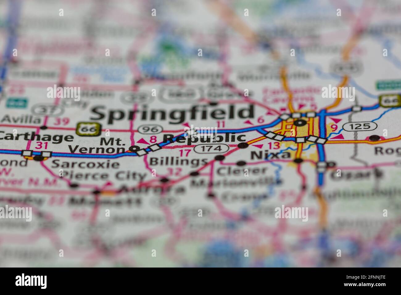 República Missouri EE.UU. En un mapa geográfico o carretera mapa