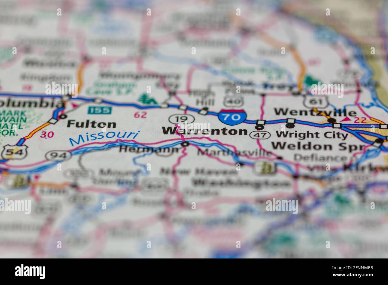 Warrenton Missouri USA se muestra en un mapa geográfico o en una