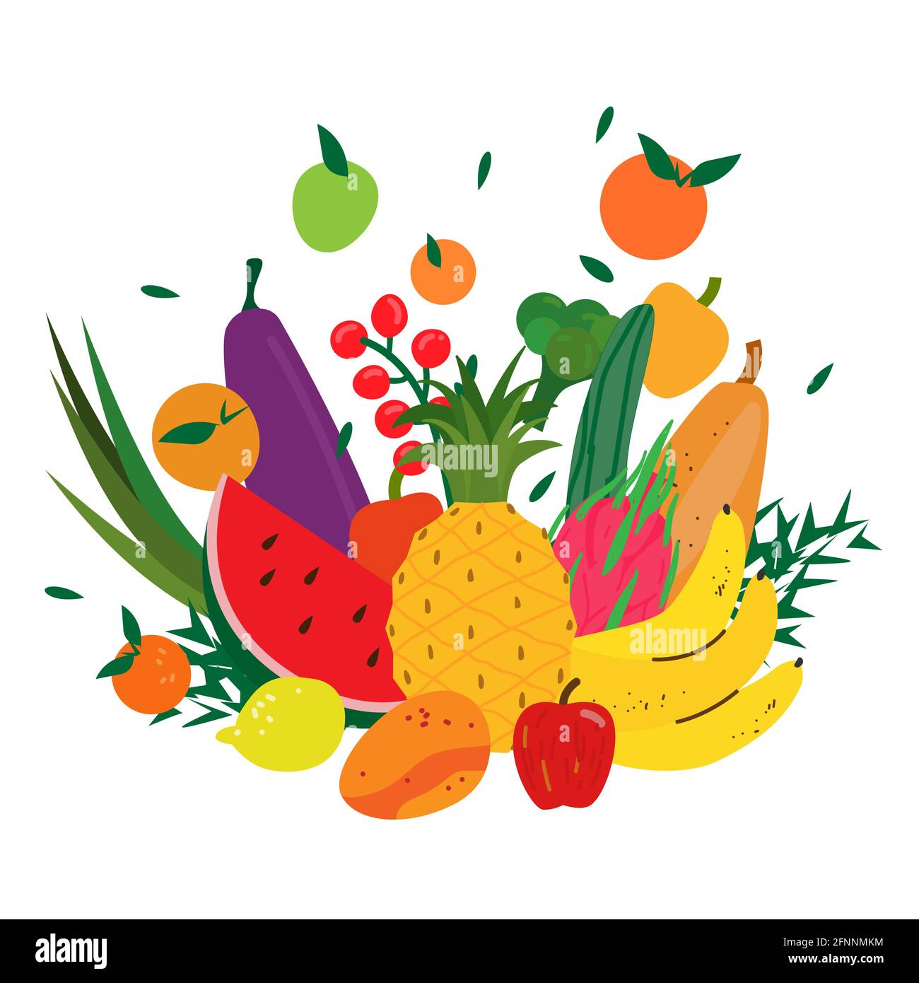 Composición de hortalizas y frutas aisladas sobre blanco. Volando verduras y frutas coloridas. Concepto de alimentos saludables para veganos, vegetarianos, dieta cruda. PineApp Imagen Vector de stock - Alamy Composición de hortalizas y frutas aisladas sobre blanco. Volando verduras y frutas coloridas. Concepto de alimentos saludables para veganos, vegetarianos, dieta cruda. PineApp Imagen Vector de stock - Alamy