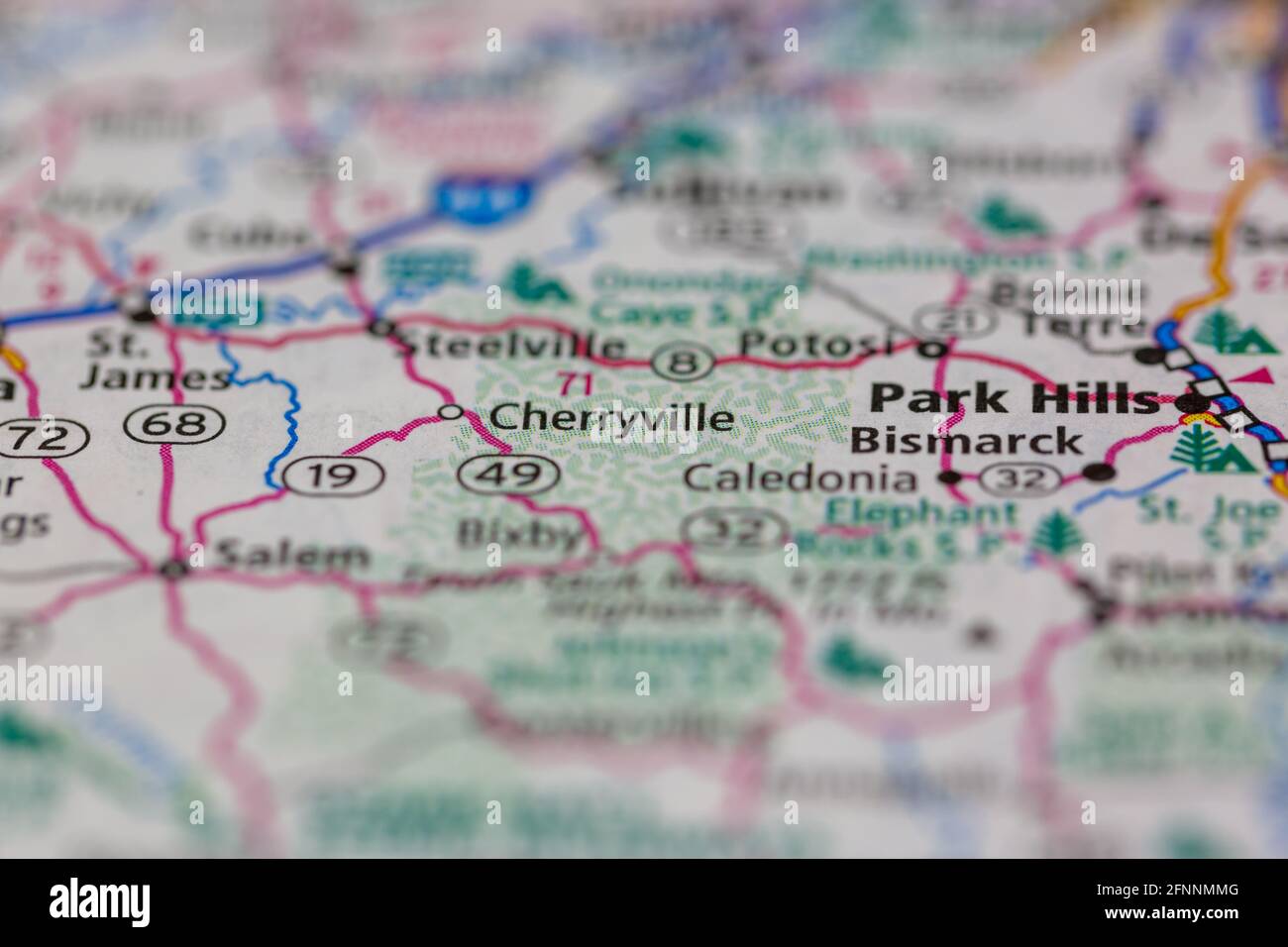 Cherryville Missouri USA se muestra en un mapa geográfico o en una