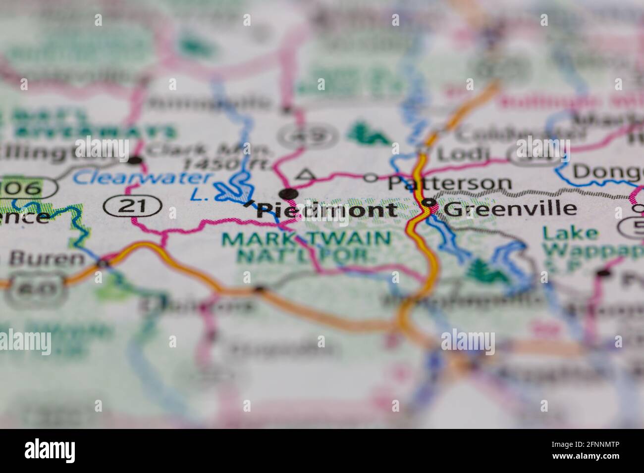 Piedmont Missouri USA se muestra en un mapa geográfico o en una