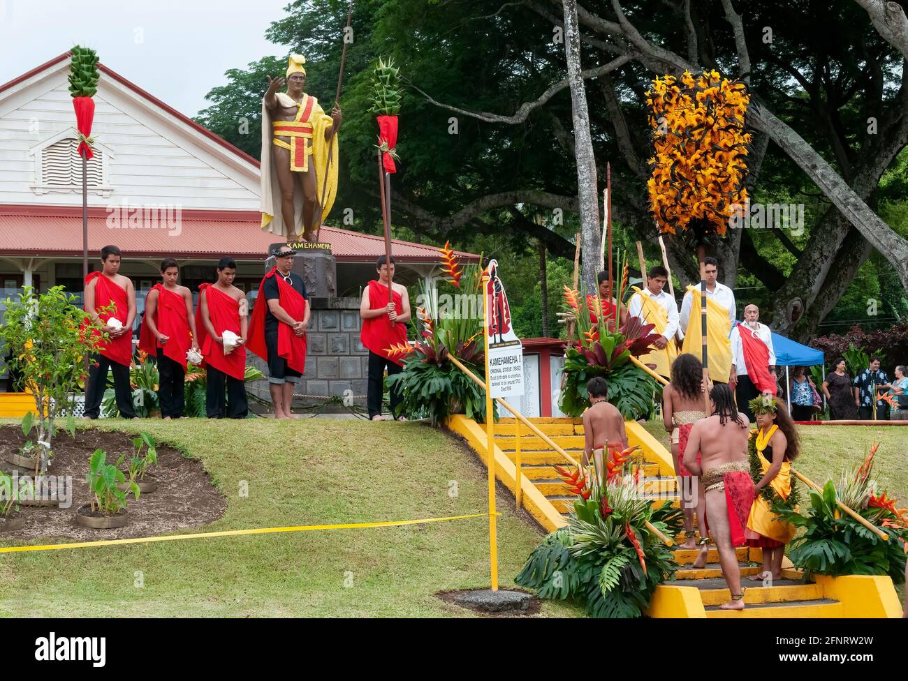 La Bendición de Apertura durante las Fiestas del Día del Rey Kamehameha en Kapa'au, North Kohala, Big Island, Hawaii. Foto de stock